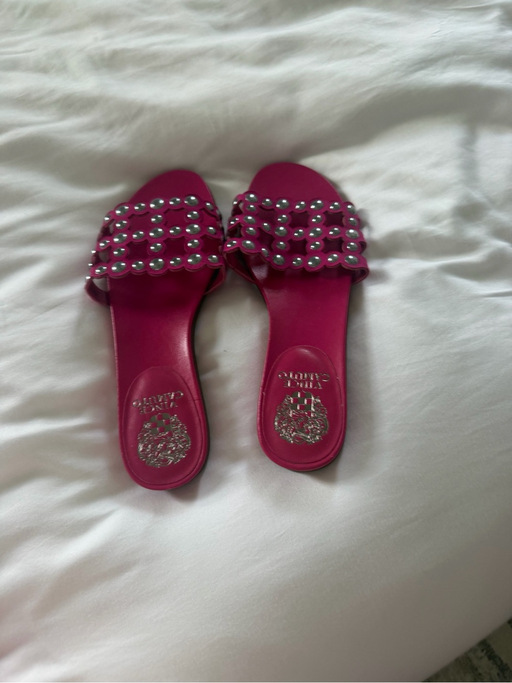 Vince Camuto Hot Pink Studded Slide Sandals